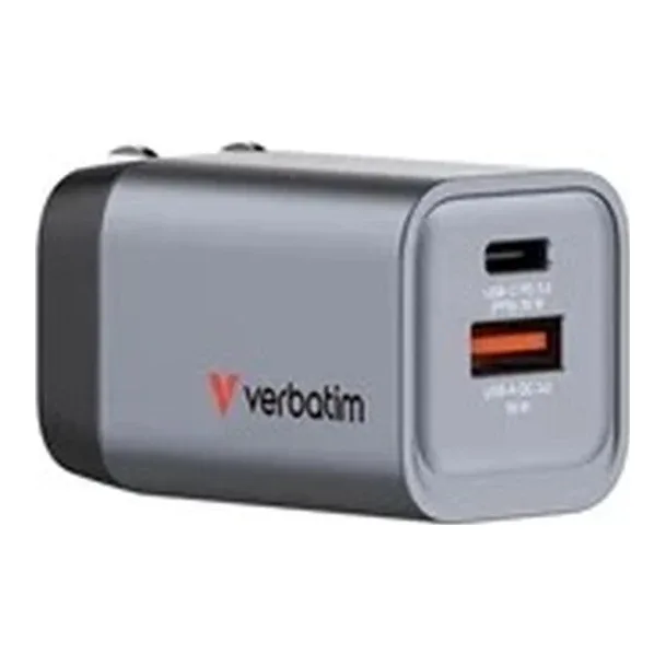 Verbatim GNC-35 GaN Charger 35W with 1 x USB-C PD 35W / 1 x USB-A QC 3.0 (EU/UK/US)