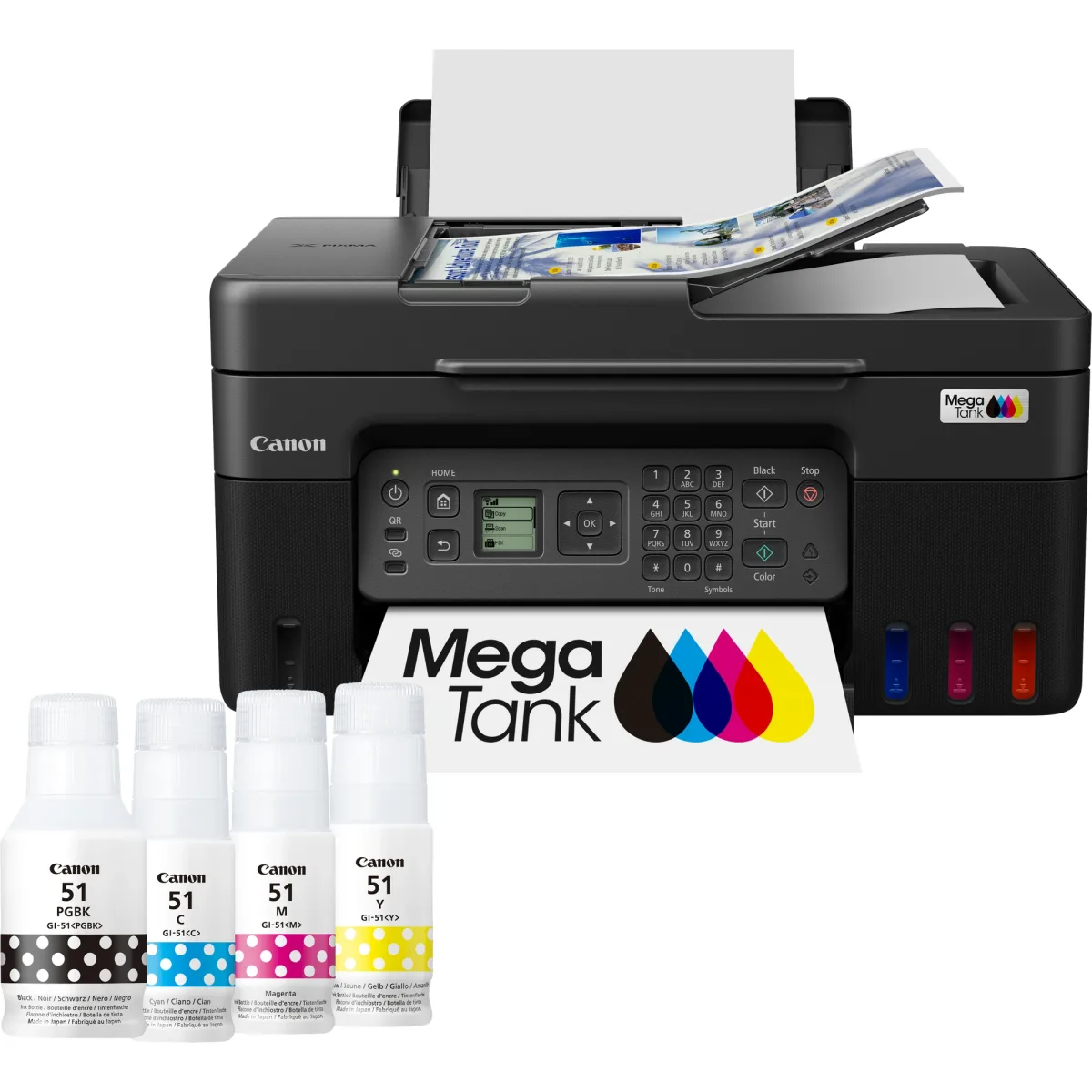 Canon PIXMA G4570 G 4570 MegaTank - Multifunction printer - colour - inkjet - refillable - A4 (210 x 297 mm), Legal (216 x 356 mm) (original) - A4/Legal (media) - up to 11 ipm (printing) - 100 sheets - 33.6 Kbps - USB 2.0, Wi-Fi(ac)