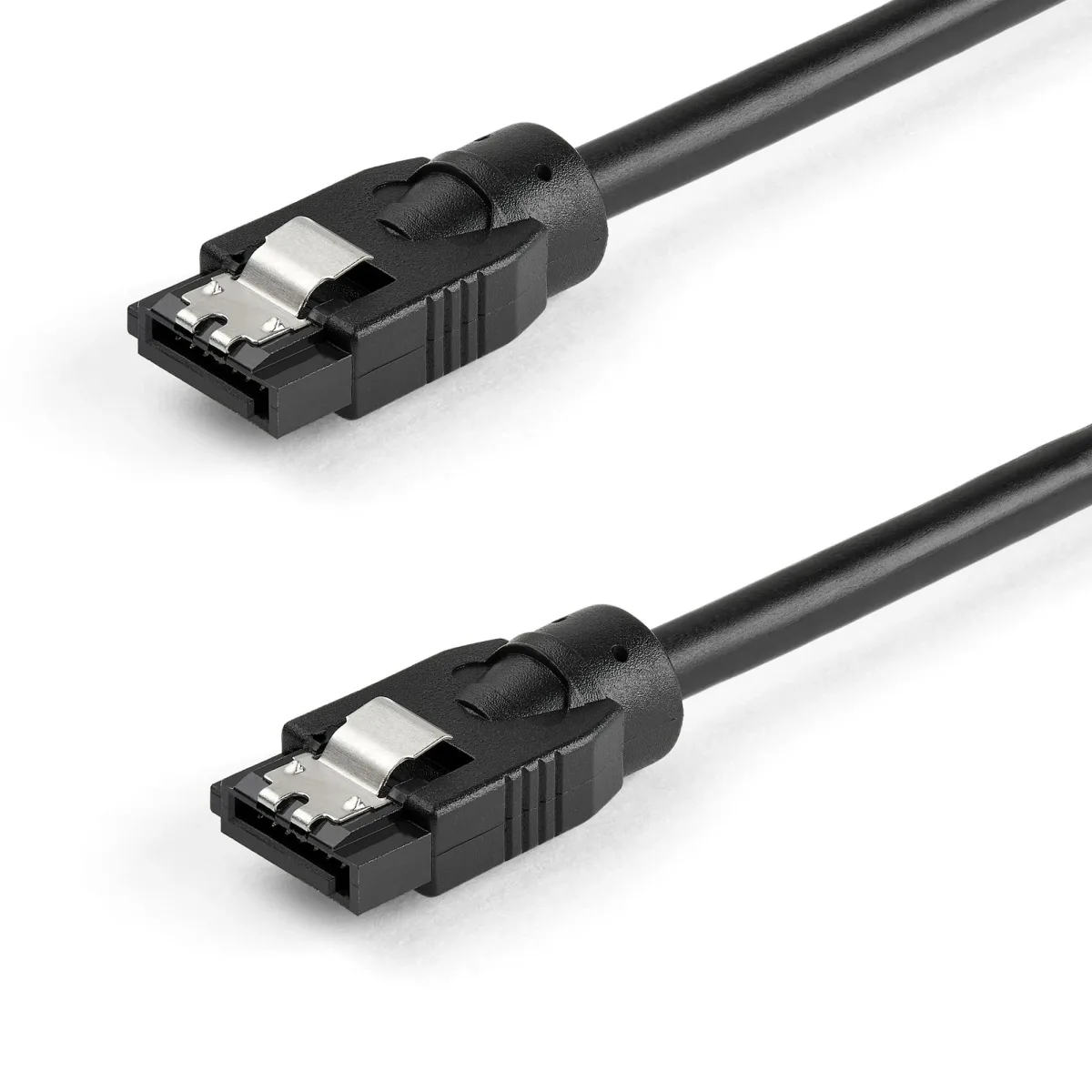 StarTech 0.3 m Round SATA Cable - Latching Connectors - 6Gbs SATA Cable - SATA cable - Serial ATA 150/300/600 - SATA (R) latched to SATA (R) latched - 30 cm - round - black