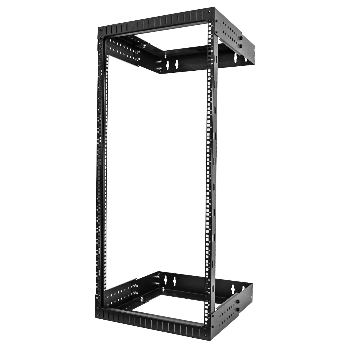 Startech 24U 19" Wall Mount Network Rack, Adjustable Depth 12-20" 2 Post Open Frame Server Room Rack for AV/Data/ IT Communication/Computer Equipment/Switch with Cage Nuts & Screws - 24U Adjustable Rack - Rack open frame - 2-post - wall mountable - black - 24U - 19