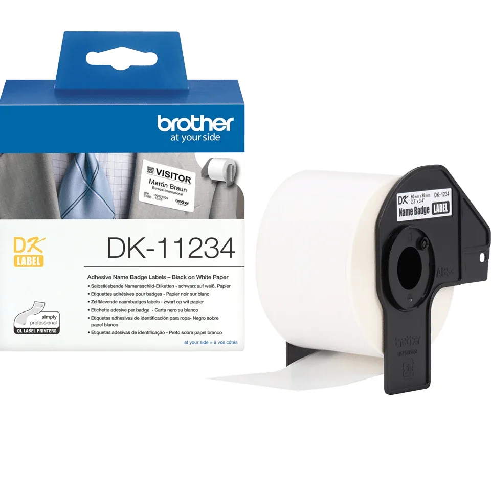 Brother DK11234 260 Self-adhesive Visitor Badge Labels for Clothing 60X86MM