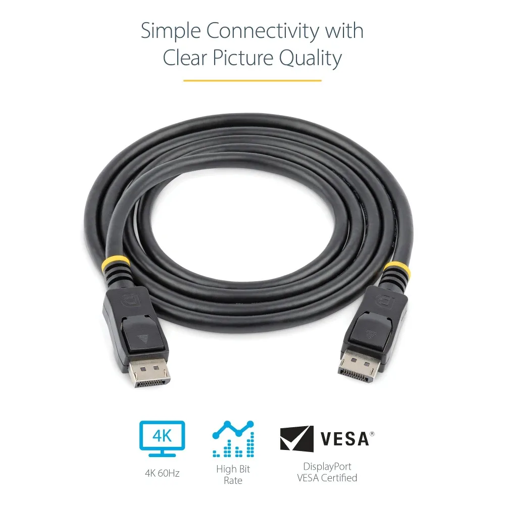 StarTech 2m Certified DisplayPort 1.2 Cable M/M with Latches DP 4k - DisplayPort cable - DisplayPort (M) to DisplayPort (M) - 2 m - latched - black