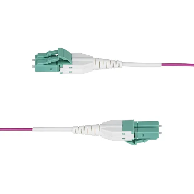 Startech 2m (6.6ft) LC/LC (UPC) OM4 Multimode Fiber Optic Cable, OFNR - Patch cable - LC/UPC duplex multi-mode (M) to LC/UPC duplex multi-mode (M) - 2 m - 2 m - 1.6 mm - fibre optic - duplex - 50 / 125 micron - OM4 - OFNR - jumper - erika violet