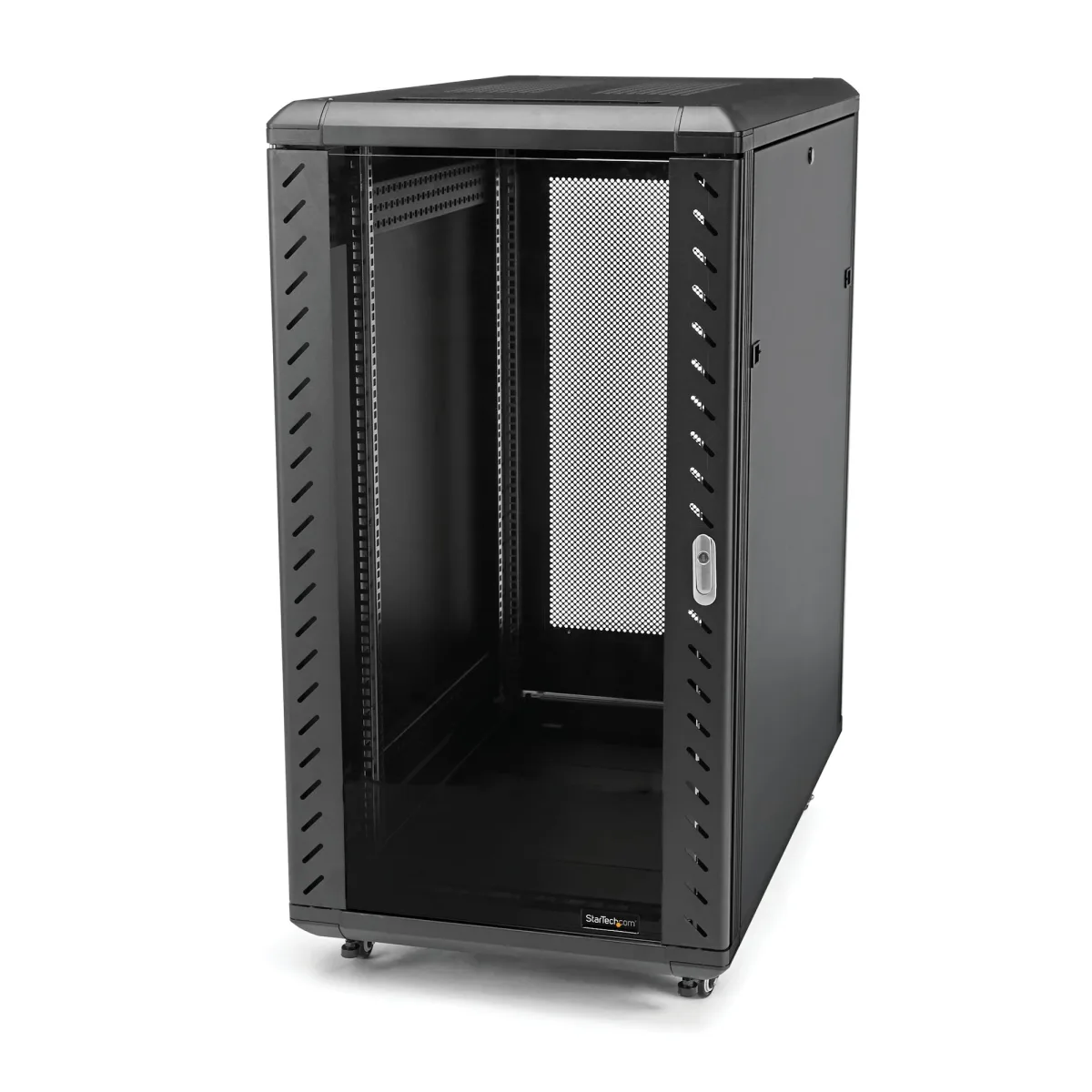 Startech 25U Network Rack Cabinet on Wheels - 36in Deep - Portable 19in 4 Post Network Rack Enclosure for Data & IT Computer Equipment w/ Casters (RK2536BKF)