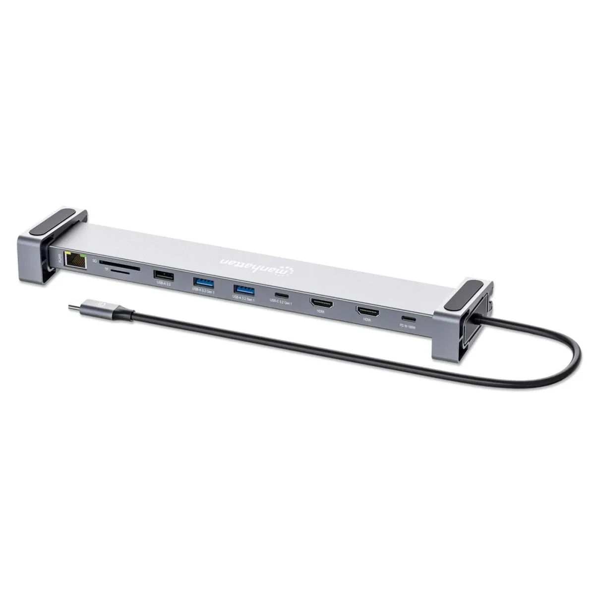 Manhattan 190398 Usbc Dock/Hub/Readr/MST 7PORT HDMI(X2)/Enet/USBA(X3)/Usbc