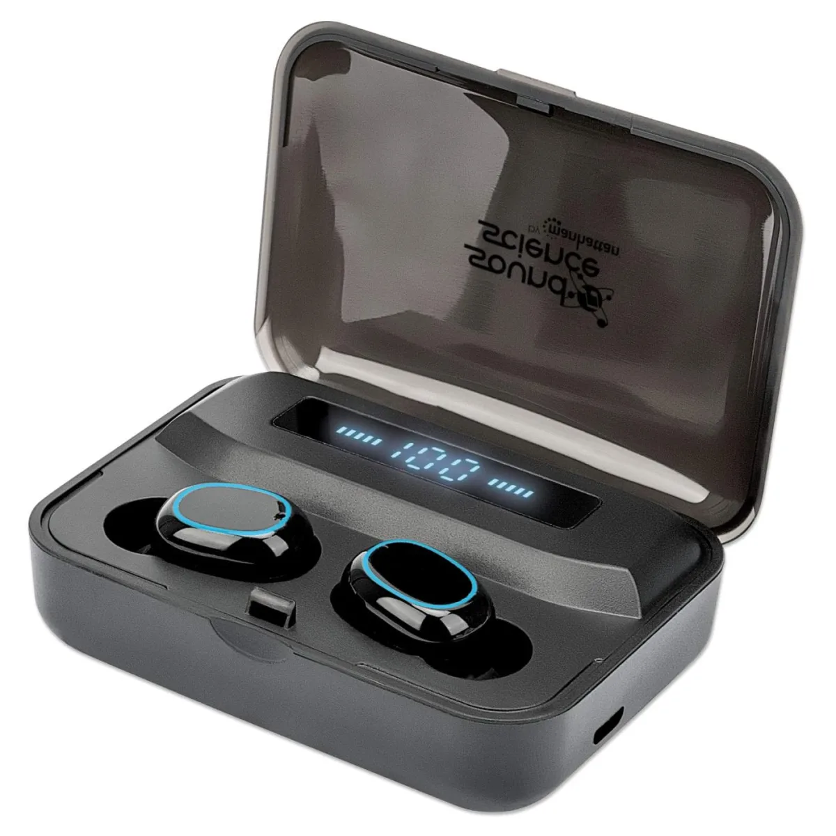Manhattan 180382 In-ear Headphones Bluetooth- Microphone Charging Case Black