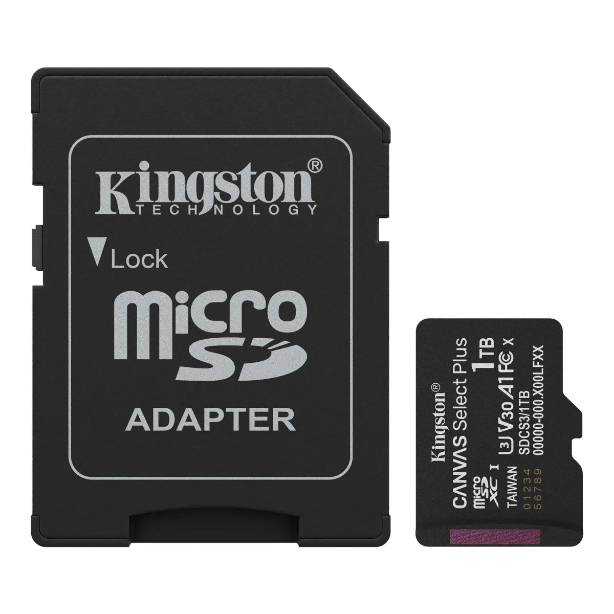 Kingston Canvas Select Plus - Flash memory card (SD adapter included) - 1 TB - A1 / Video Class V30 / UHS-I U3 / Class10 - microSDXC UHS-I