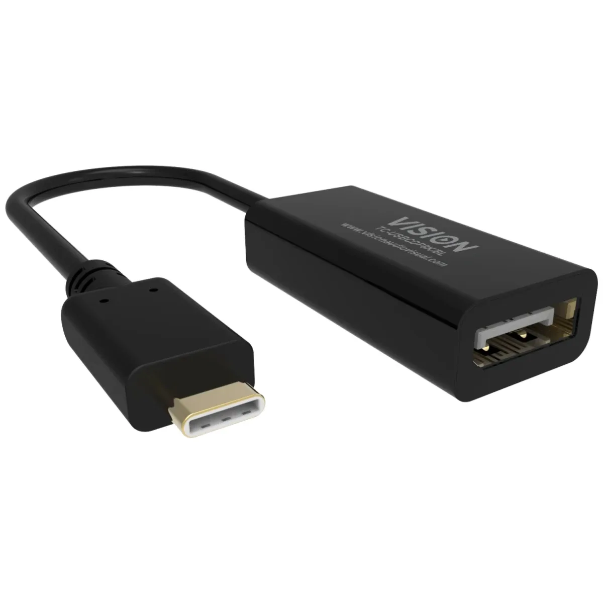 USB C to DisplayPort adaptor - plugs into USB C and has full-sized DP socket - maximum resolution 8k 60 hz - USB C 3.2 (m) to DP (f) - driver built into adaptor - black