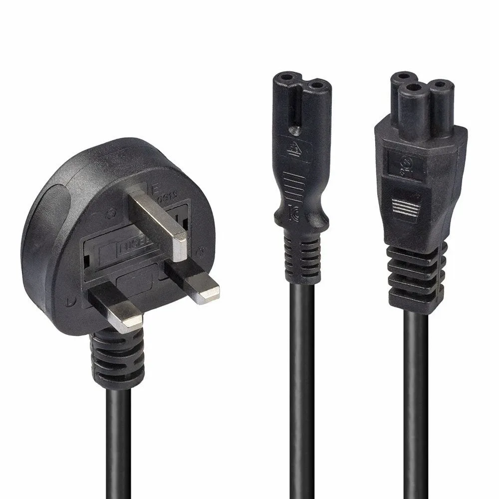 Lindy 30427 2.5M Y Mains Power Cable UK 3 Pin Plug to Iec C17/C5