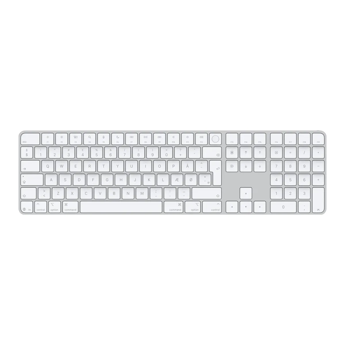 Apple Magic Keyboard with Touch ID and Numeric Keypad - Keyboard - USB-C - wireless - Bluetooth - QWERTY - Danish - white keys