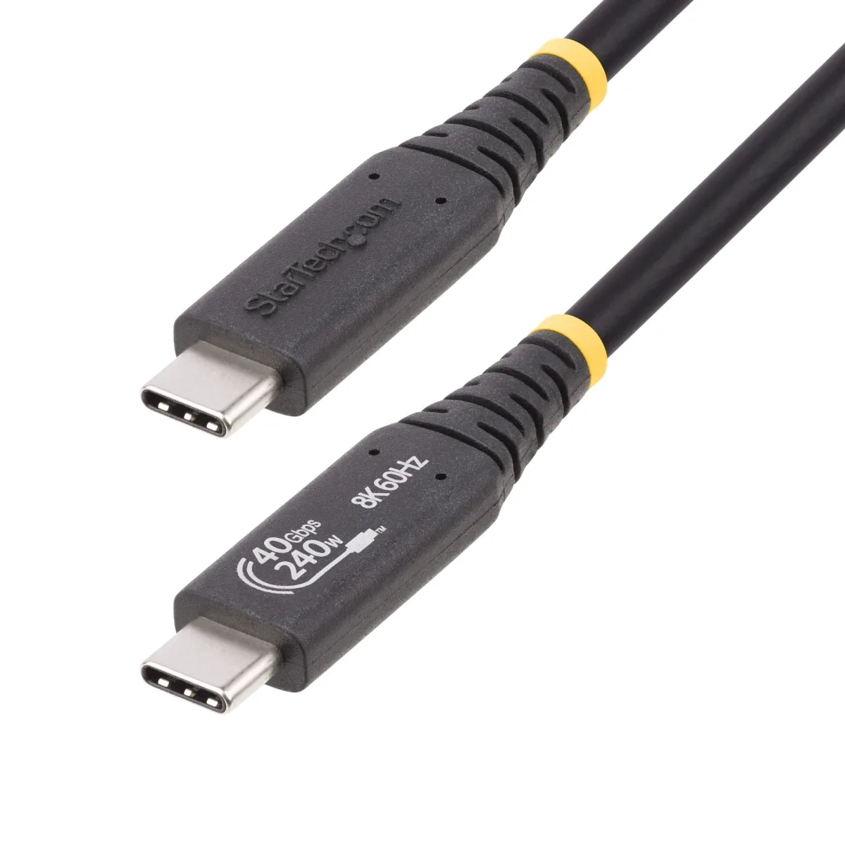 StarTech 50cm (1.6ft) USB4 Cable, USB-IF Certified USB-C Cord 40Gbps - USB cable - USB-C (M) to USB-C (M) - USB4 / Thunderbolt 3 / Thunderbolt 4 / DisplayPort 1.4 - 48 V - 5 A - 50 cm - halogen-free, passive, 4K120Hz support, 8K60Hz support, extended power range (EPR), Power Delivery 3.1 support - black