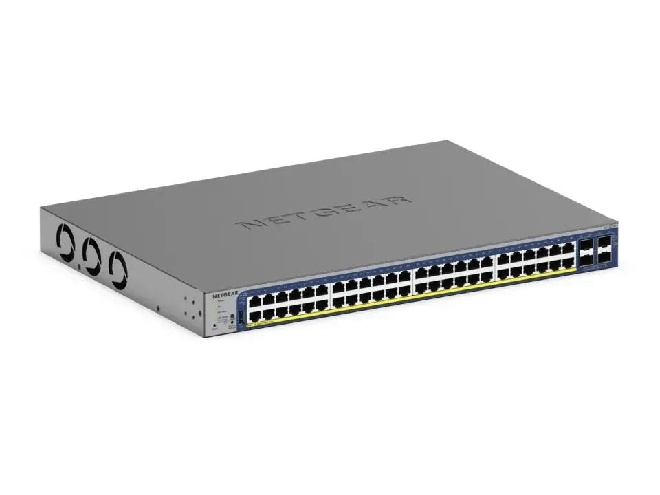 NETGEAR Smart GS752TXP - V3 - switch - L3 Lite - smart - 48 x 10/100/1000 (PoE+) + 4 x SFP+ - desktop, rack-mountable - PoE+ (380 W)