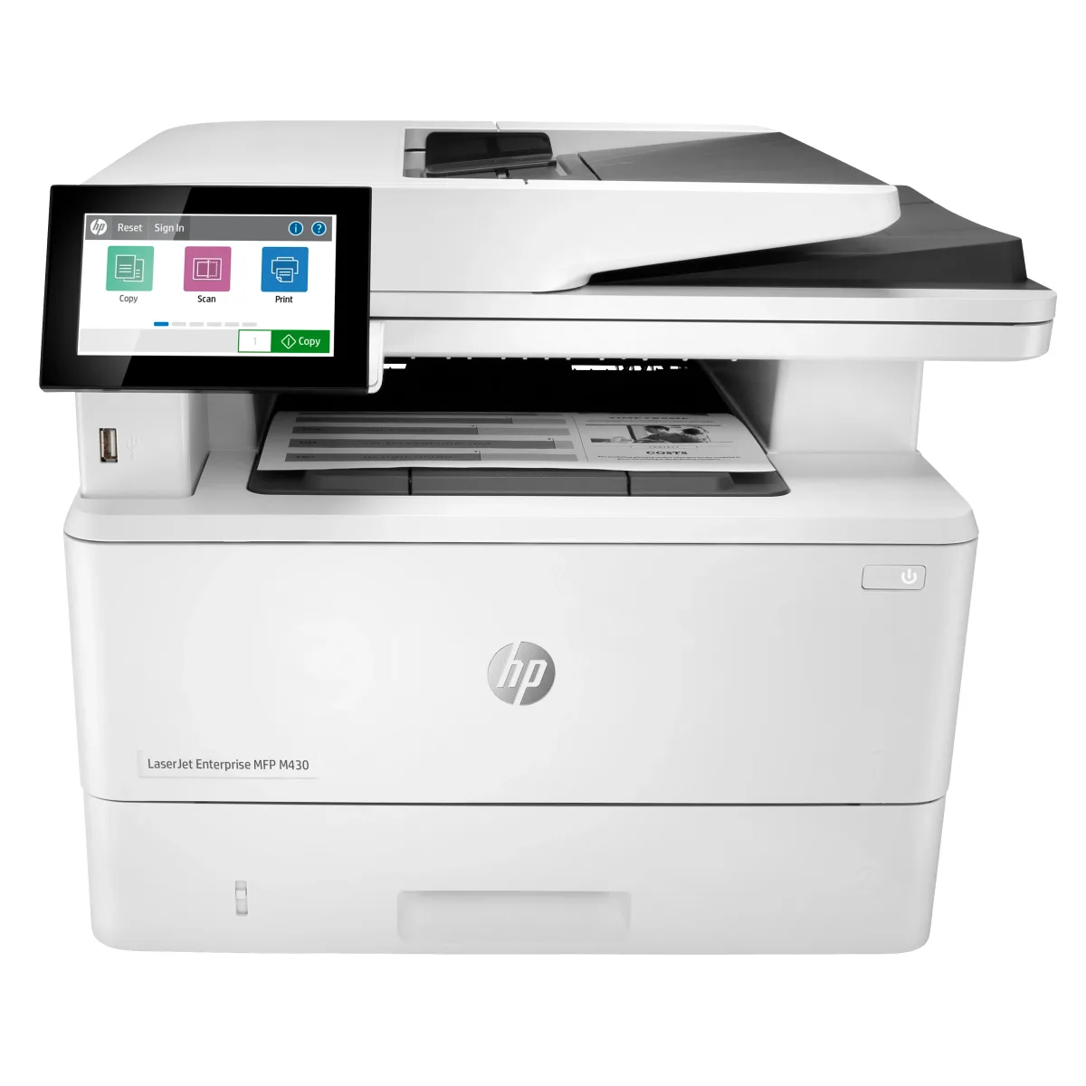 HP LaserJet Enterprise MFP M430f - Multifunction printer - B/W - laser - 216 x 297 mm (original) - A4 (media) - up to 38 ppm (copying) - up to 40 ppm (printing) - 350 sheets - 33.6 Kbps - USB 2.0, Gigabit LAN, USB 2.0 host