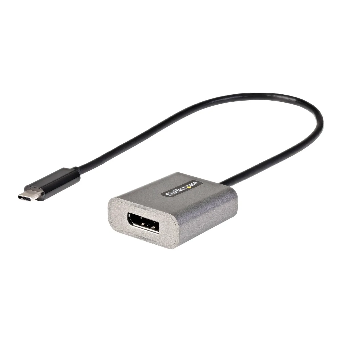 StarTech USB C to DisplayPort Adapter, 8K/4K 60Hz USB-C to DisplayPort 1.4 Adapter Dongle, USB Type-C to DP Monitor Video Converter, Thunderbolt 3 Compatible, w/12" Long Attached Cable - HBR3, DSC, DP Alt Mode (CDP2DPEC) - Adapter - USB-C (M) to DisplayPort (F) - Thunderbolt 3 / DisplayPort 1.4 - 30 cm - 8K60Hz support, 4K60Hz support - grey