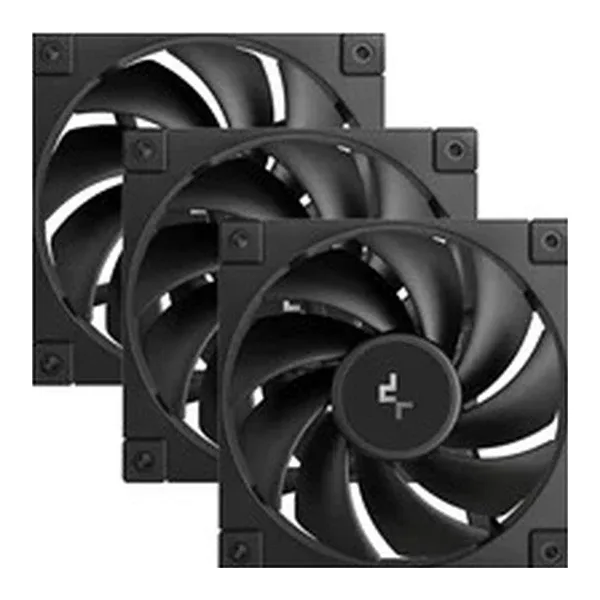 DeepCool FD12 120mm Case Fan 3-Pack, PWM Control, High Airflow, Low Noise, Hydro Bearing, Black, Anti-Vibration Pads, 4-Pin Connector