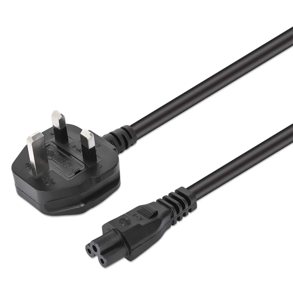 Manhattan 356435 Power Cable/Cord UK 3PIN/C5 Fem-cloverleaf/Triangle 1.8M Black