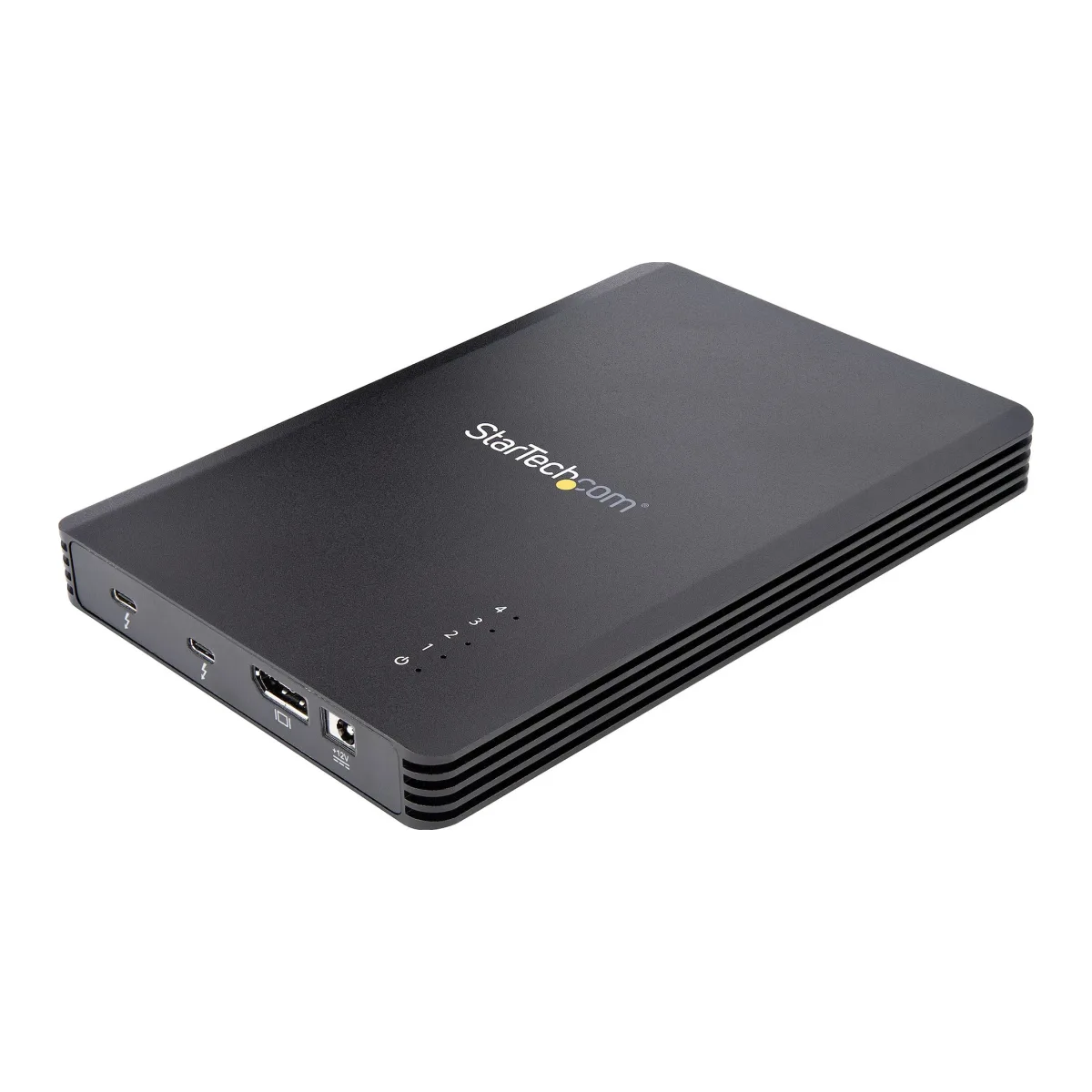 Startech 4 Bay Thunderbolt 3 NVMe Enclosure, For M.2 NVMe Solid State Drives, 1x DisplayPort Video & 2x TB3 Downstream Ports, Up to 40Gbps, 72W Power Supply - 4 Bay M.2 SSD External Hard Drive Enclosure (M2E4BTB3)