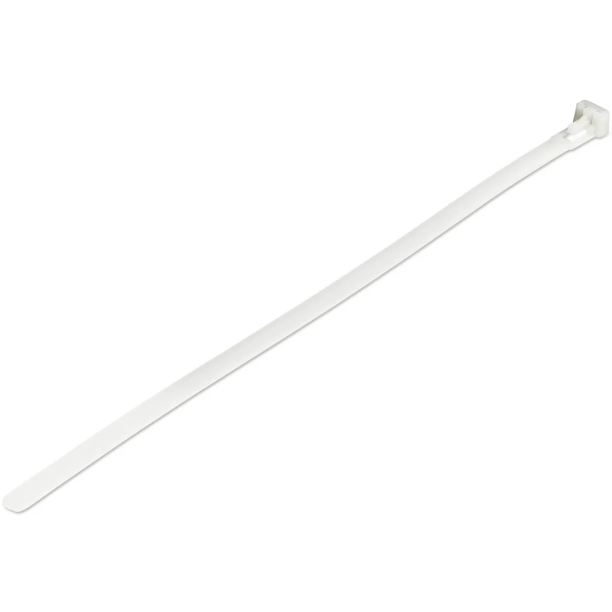 Startech 10"(25cm) Reusable Cable Ties, 1/4"(7mm) wide, 2-1/2"(65mm) Bundle Dia. 50lb(22kg) Tensile Strength, Releasable Nylon Ties, Indoor/Outdoor, 94V-2/UL Listed, 100 Pack, White - Nylon 66 Plastic - TAA (CBMZTRB10)