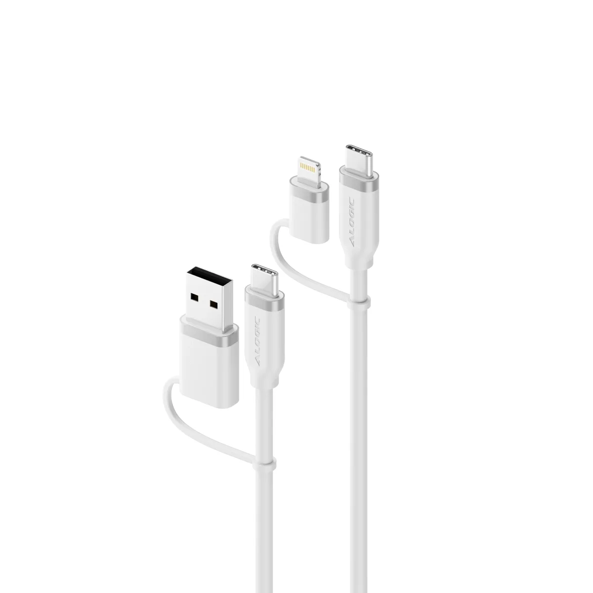ELEMENTS SILICONE 4IN1 USB 2.0 CABLE 100W WHITE-1.5M