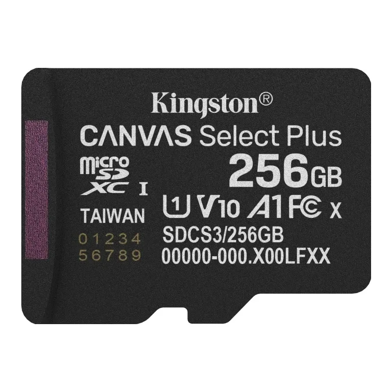Kingston Canvas Select Plus - Flash memory card (SD adapter included) - 256 GB - A1 / Video Class V10 / UHS-I U1 / Class10 - microSDXC UHS-I
