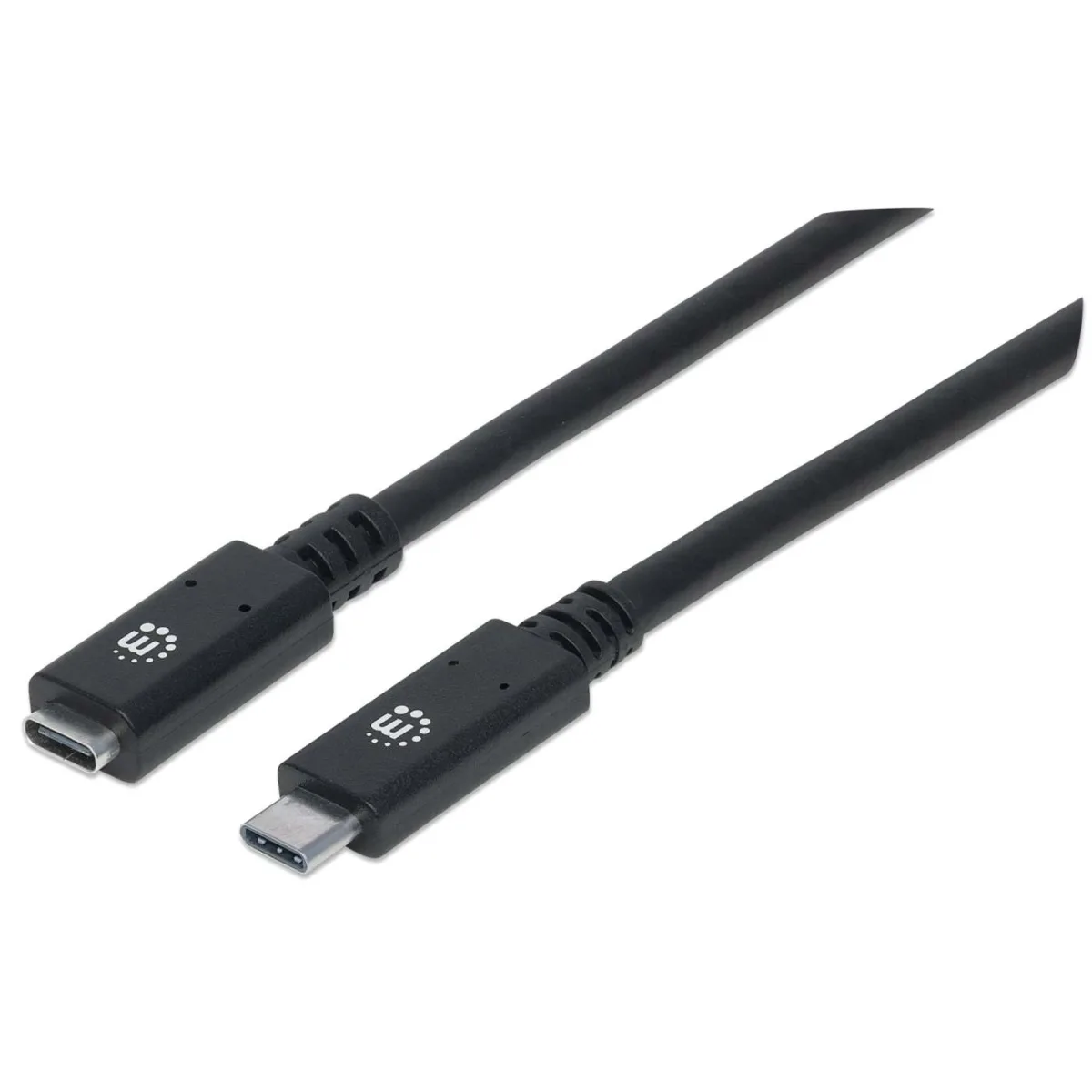 Manhattan 355230 USB-C Cable 50CM Male/Female- 10GBPS Extension Black Polybag