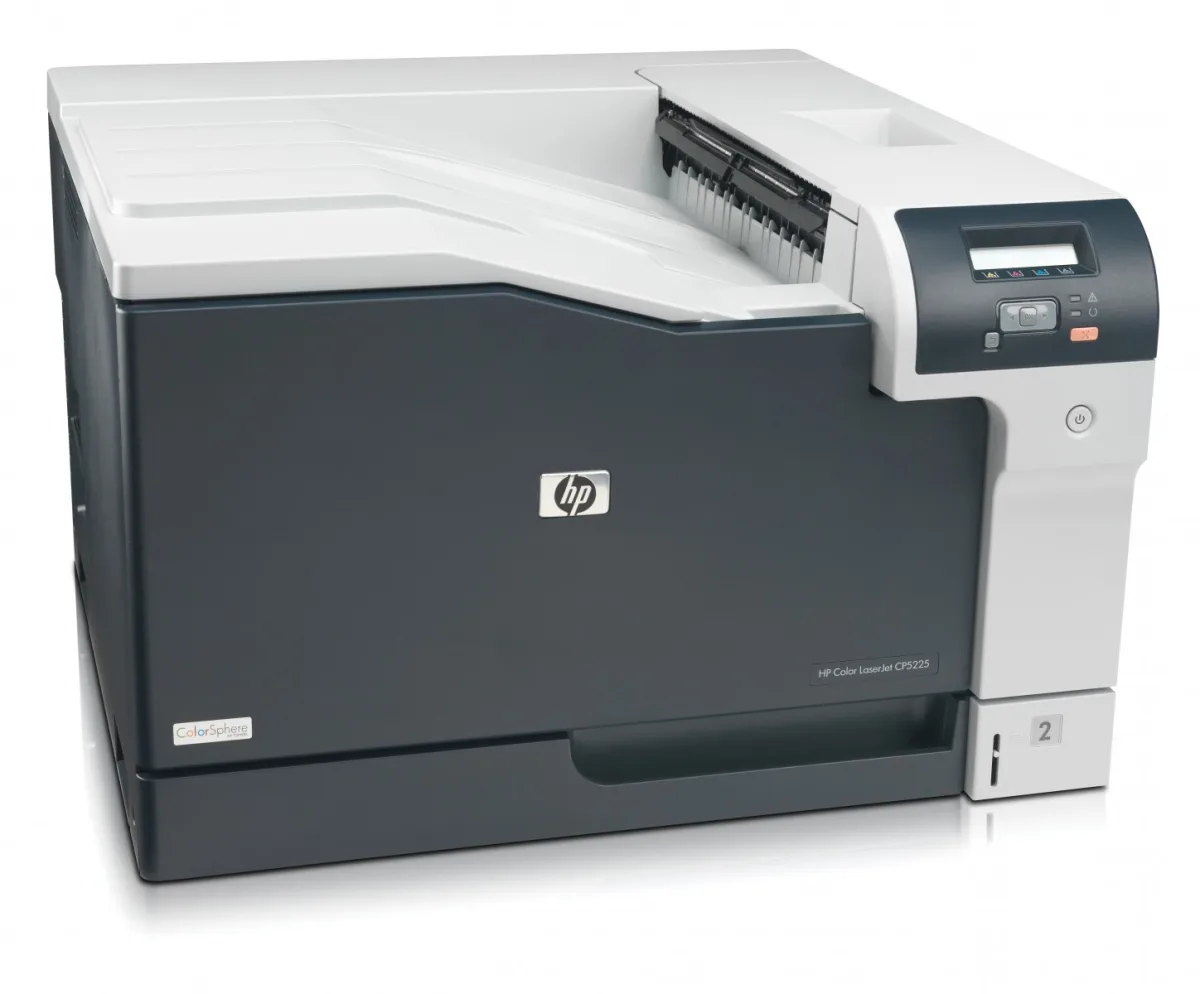 HP Color LaserJet Professional CP5225dn Printer, 20ppm mono and colour, A4, A3, duplex, 600x600dpi, 192MB memory, 250 paper tray, 100 sheet multi purpose tray, hi-speed USB 2.0, built-in fast ethernet 10/100Base-TX, HP PCL 6, HP PCL 5c, HP Postscript level 3 emulation, one year warranty