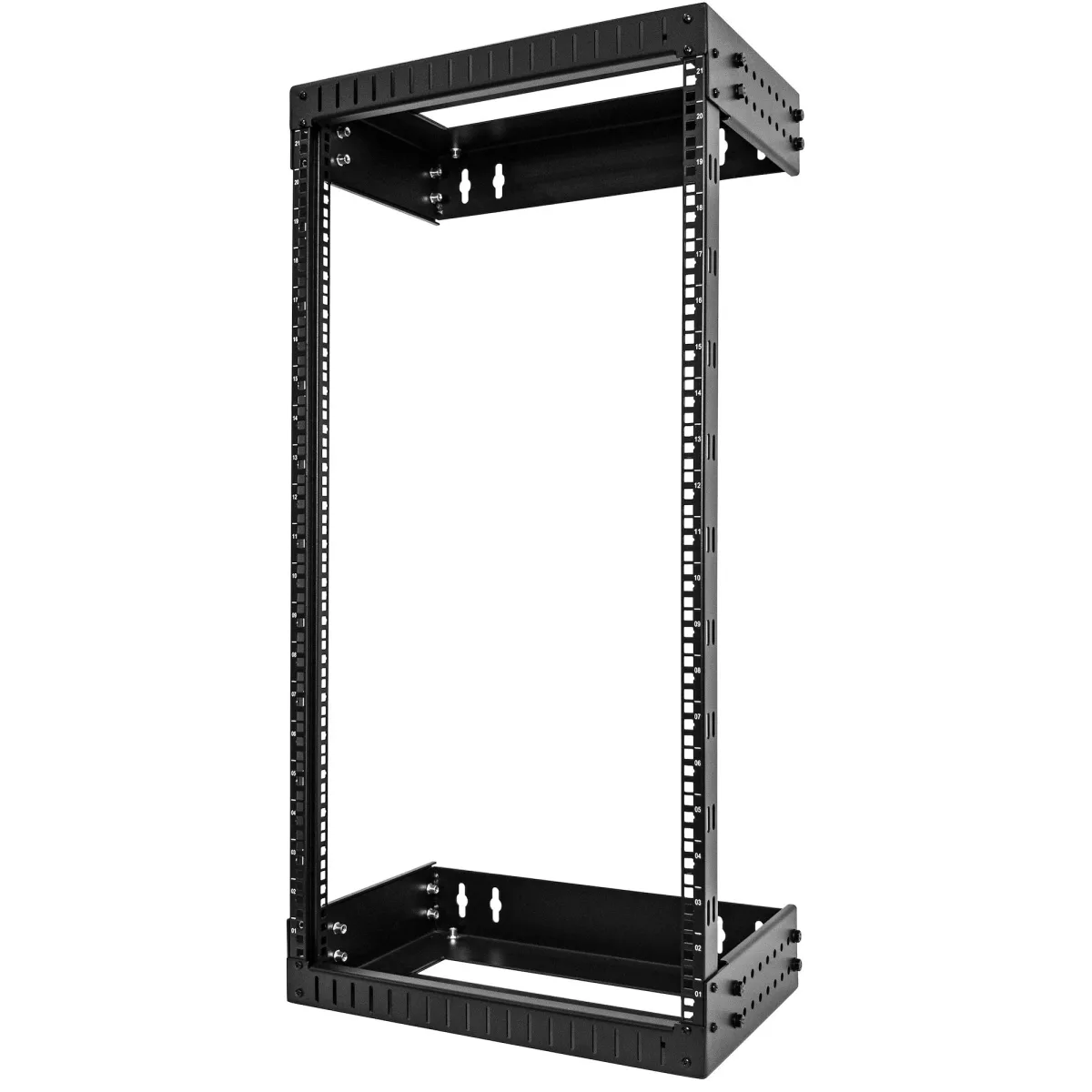 Startech 21U 19" Wall Mount Network Rack, Adjustable Depth 12-20" 2 Post Open Frame Server Room Rack for AV/Data/ IT Communication/Computer Equipment/Switch with Cage Nuts & Screws - 21U Adjustable Rack - Rack open frame - 2-post - wall mountable - black - 21U - 19