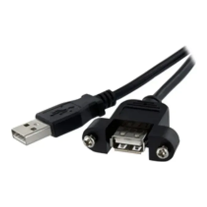 StarTech 3 ft Panel Mount USB Cable A to A F/M - Panel Mount USB Extension USB A-Female to A-Male Adapter Cable 3ft - USB-A (F) Port (USBPNLAFAM3)