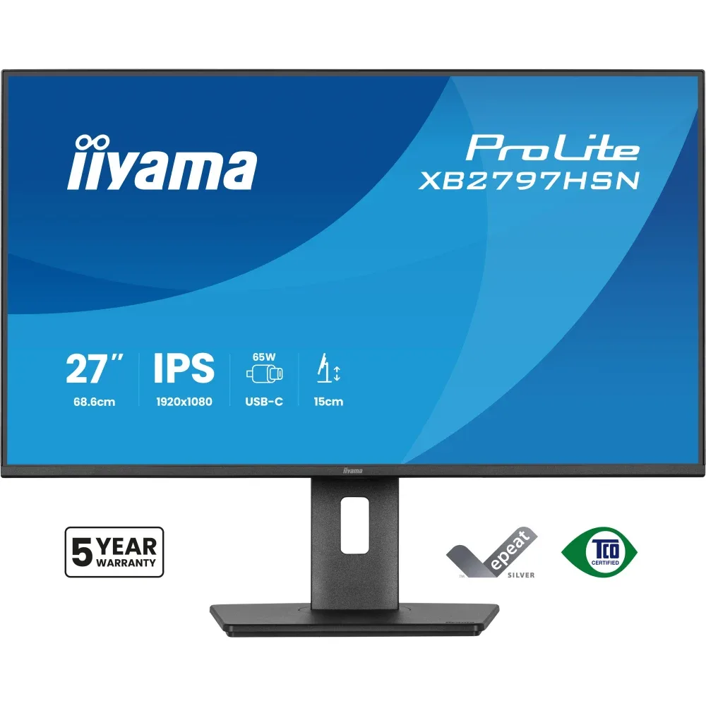 iiyama PROLITE XB2797HSN-B1 27 inch IPS Monitor, Full HD, 1ms, HDMI, DisplayPort, Freesync, 100Hz, Speakers, Black, Internal PSU