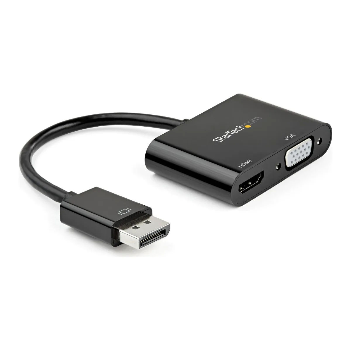 Startech DisplayPort to HDMI VGA Adapter, DisplayPort 1.2 HBR2 to HDMI 2.0 (4K 60Hz) or VGA 1080p Converter Dongle, DP to HDMI or VGA Monitor Adapter, Digital Video Display Adapter - Multiport Video Dongle (DP2VGAHD20) - Adapter - DisplayPort male to HD-15 (VGA), HDMI female - 23.2 cm - black - 4K support