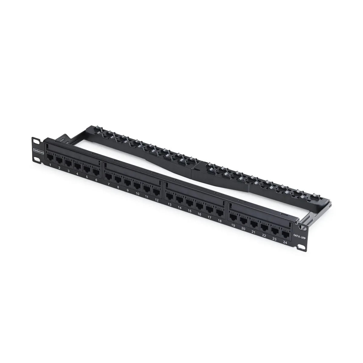 Startech - Patch panel - wall mountable, rack mountable - CAT 5e/6 - UTP - black - 1U - 19" - 24 ports
