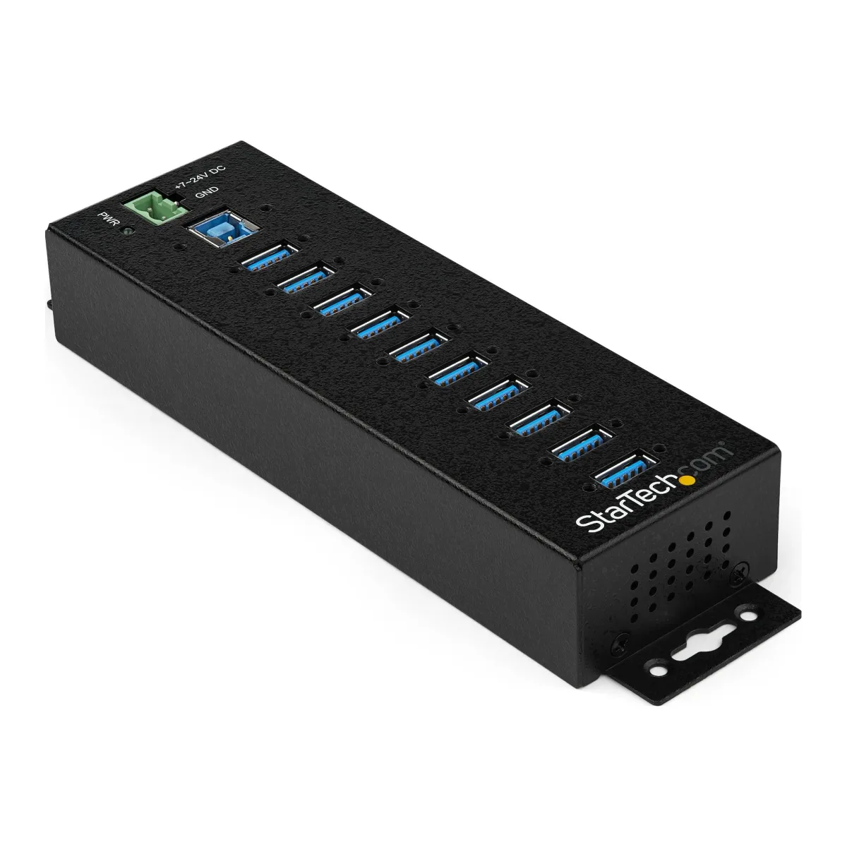 Startech 10 Port USB Hub with Power Adapter, Surge Protection, Metal Industrial USB 3.0 Data Transfer Hub, Din Rail, Wall or Desk Mountable, High Speed USB 3.1/ USB 3.2 Gen 1 5Gbps Hub - Windows/macOS/Linux (HB30A10AME) - Hub - 10 x USB 3.2 Gen 1 - DIN rail mountable, wall-mountable - TAA Compliant - for P/N: ITB20D3250