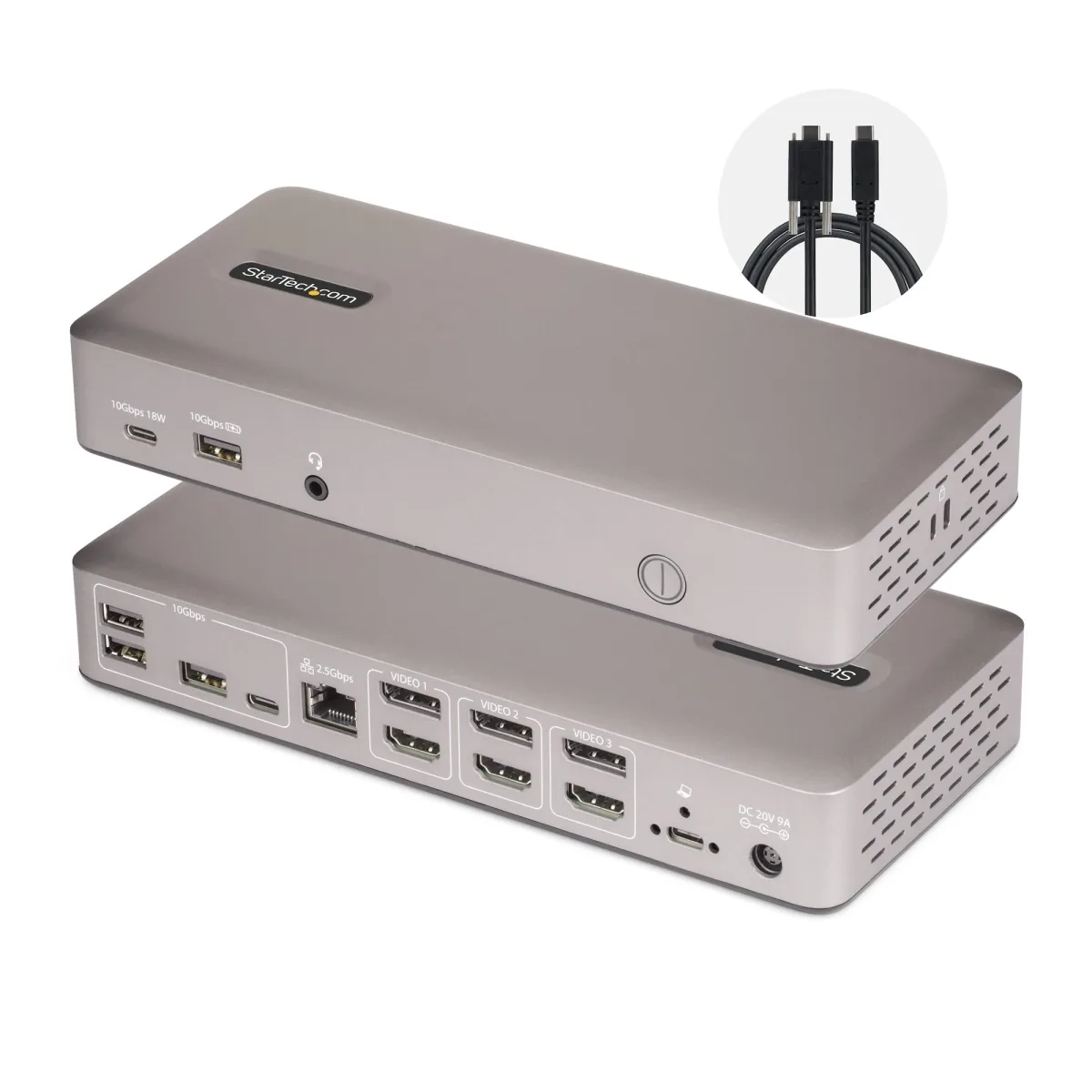 Startech Triple-Monitor USB4 Docking Station, 4K 60Hz HDMI or DisplayPort, 100W Laptop Charging, 2.5GbE, USB-C Multi-Monitor Dock, Driverless - Docking station - USB4 / Thunderbolt 4 - 3 x HDMI, 3 x DP - 1GbE, 2.5GbE - 180 Watt