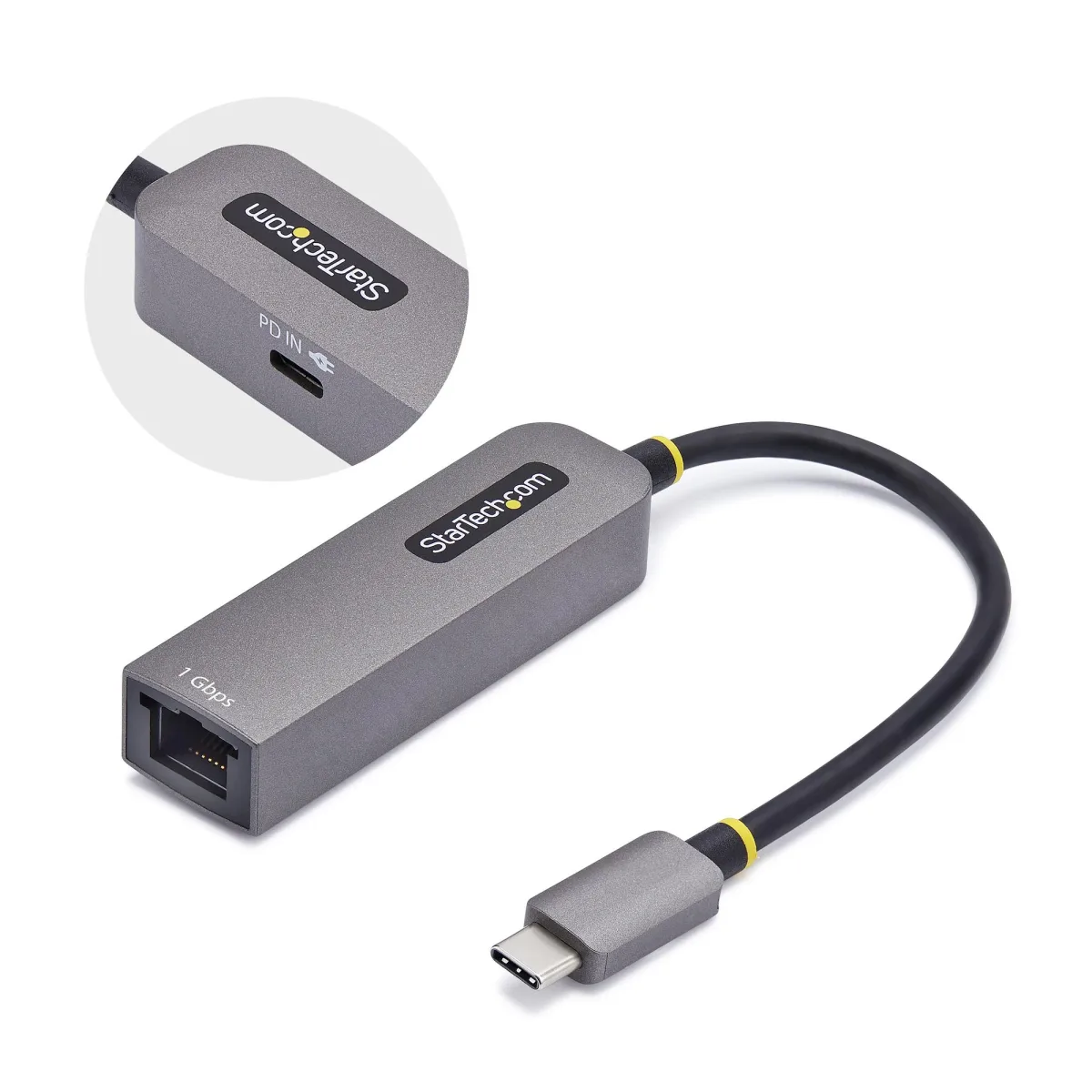 Startech USB-C to Ethernet Adapter, NIC, 1Gbps - Network adapter - USB-C 3.2 Gen 1 - Gigabit Ethernet + USB-C 3.2 Gen 1 - space grey