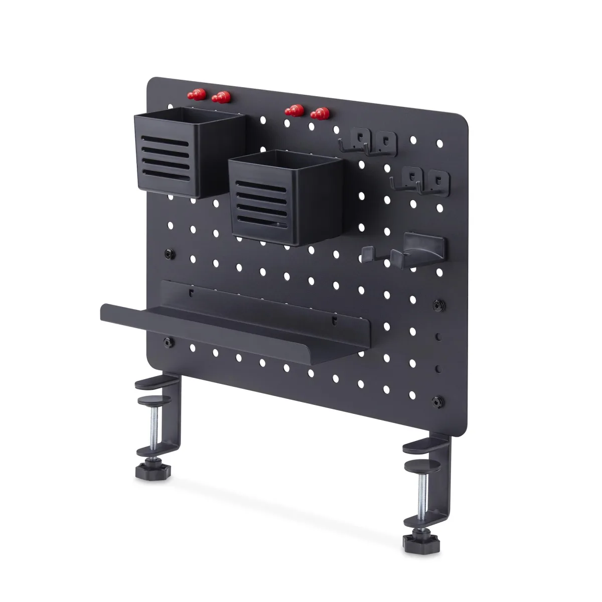 Startech Clamp-On Pegboard with Accessories, 16.5 x 12.5in (42 x 32cm), Steel Pegboard, Desktop Storage Organizer, Desk Mount Peg Board, Black - Mounting component (pegboard panel) - clamp-on - steel - black - desk-mountable