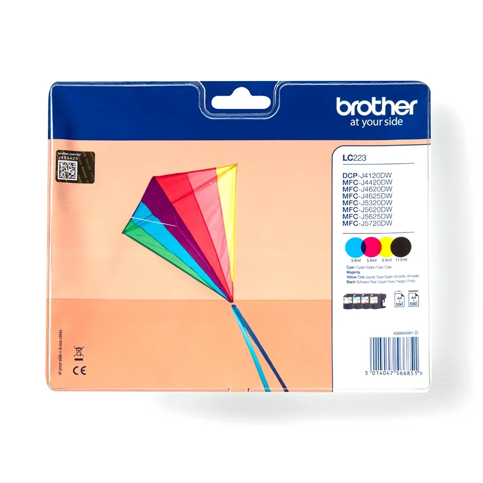 Brother LC223 - 4-pack - black, yellow, cyan, magenta - original - ink cartridge - for Brother DCP-J4120DW, DCP-J562DW, MFC-J4420DW, MFC-J4625DW, MFC-J5320DW, MFC-J5625DW