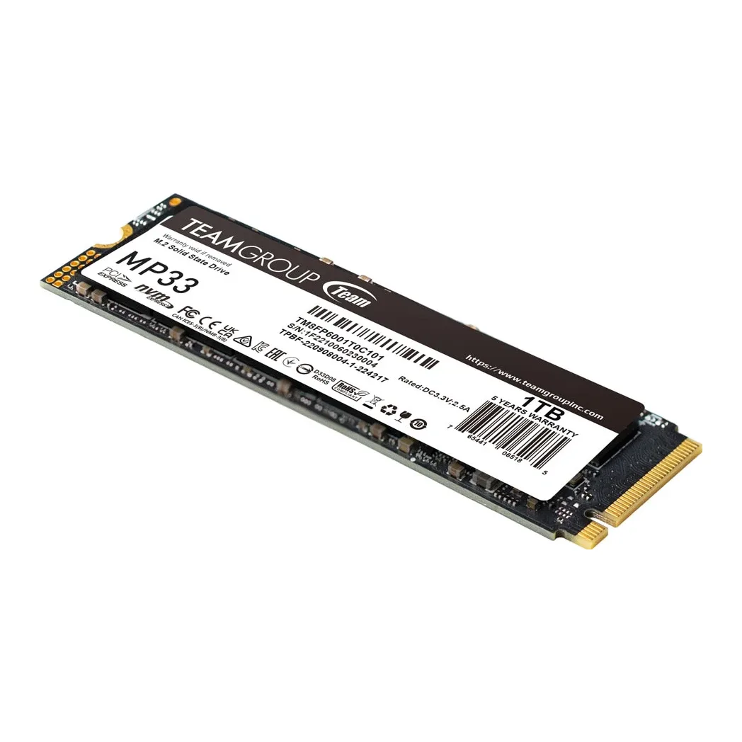 Team MP33 (TM8FP6001T0C101) 1TB NVMe SSD, M.2 Interface, PCIe Gen3, 2280, Read 1700MB/s, Write 1400MB/s, 3 Year Warranty