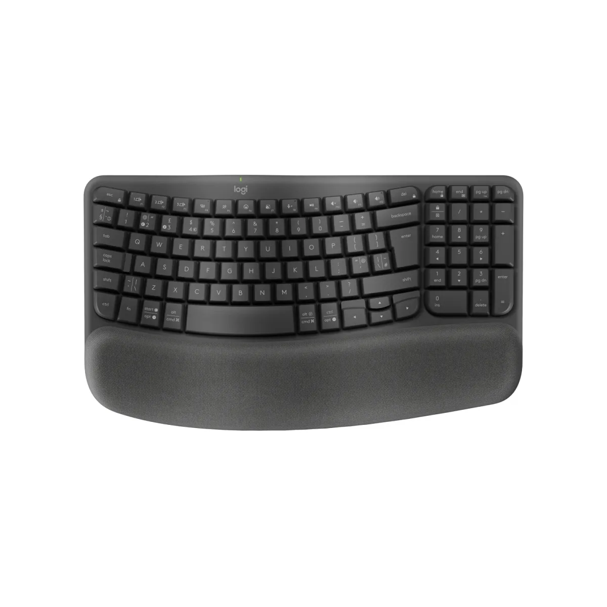 Logitech Ergo Series Wave Keys for Business - Keyboard - wireless - 2.4 GHz, Bluetooth 5.1 LE - QWERTY - UK - graphite