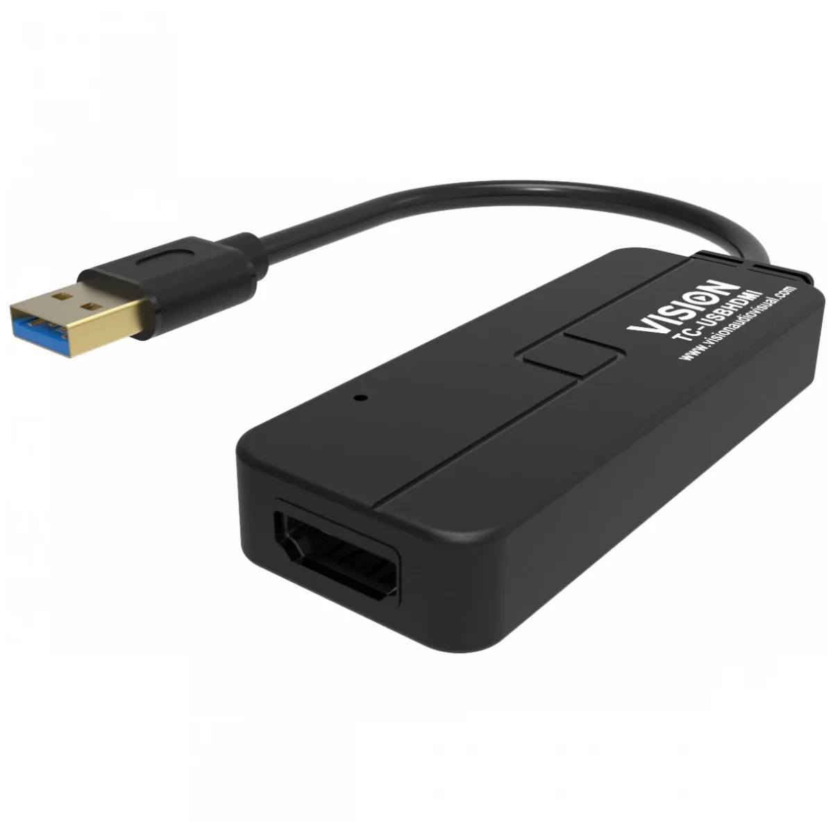 USB A to HDMI cable - plugs into USB and has full-sized HDMI socket - does not work for mac - maximum resolution 1920 x 1200 - USB A 3.0 (m) to HDMI (f) - driver built into adaptor - black