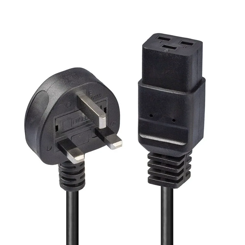 Lindy 30459 2M Mains Power Cable UK3 Pin Plug to Iec C19