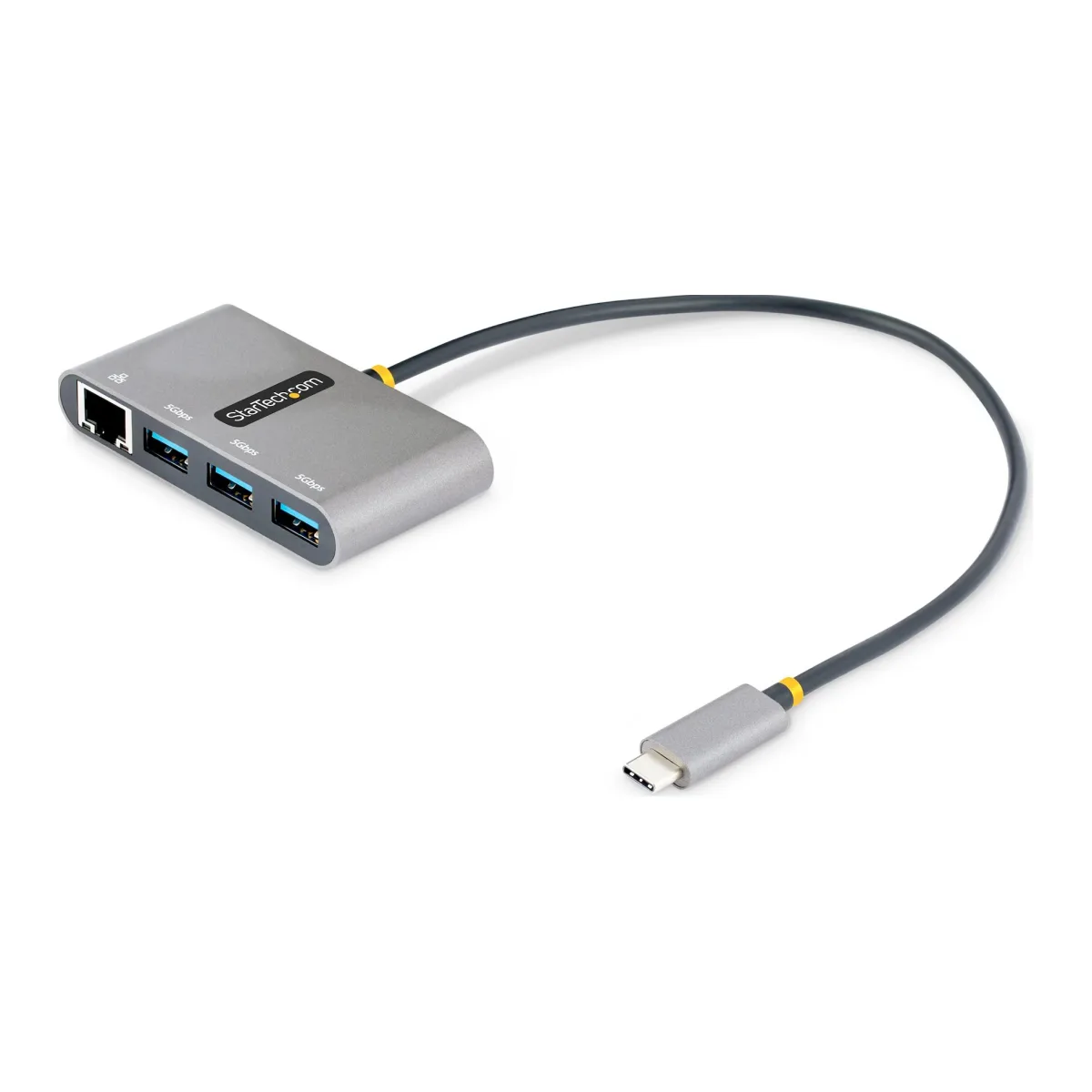 Startech 3-Port USB-C Hub with Ethernet, 3x USB-A Ports, Gigabit Ethernet, USB 3.0 5Gbps, Bus-Powered, USB Type-C Hub w/ GbE and 1ft/30cm Long Cable, Portable USB-C to USB-A Laptop Hub - USB Expansion Hub (HB30C3A1GEA2) - Hub - 3 x SuperSpeed USB 3.0 + 1 x 10/100/1000 - desktop
