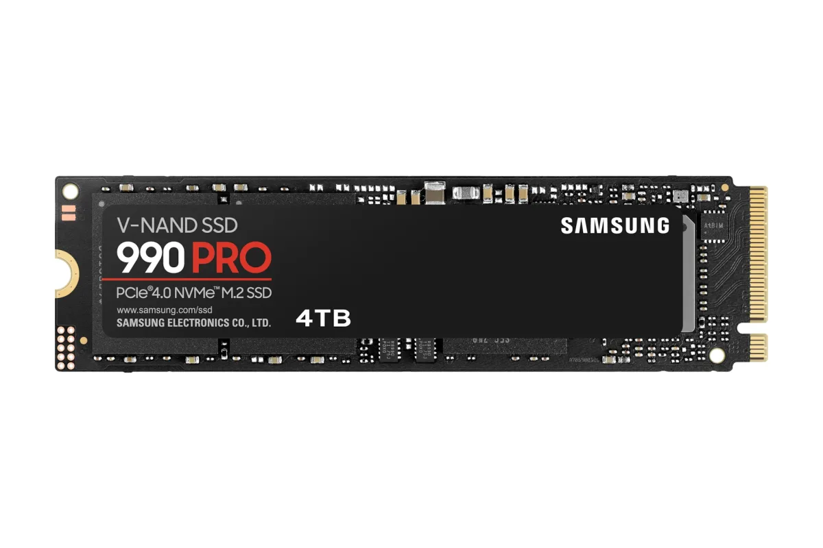 Samsung 990 PRO(MZ-V9P4T0BW ) 4TB NVMe SSD, PCIe Gen4, M.2 Interface, 2280, Read 7450 MB/s, Write 6900 MB/s, 5 Year Warranty