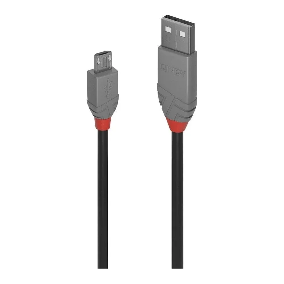 Lindy 36734 3m USB-A (M) 2.0 To USB Micro-B (M) 2.0 Anthra Line 480Mbps Cable - Black