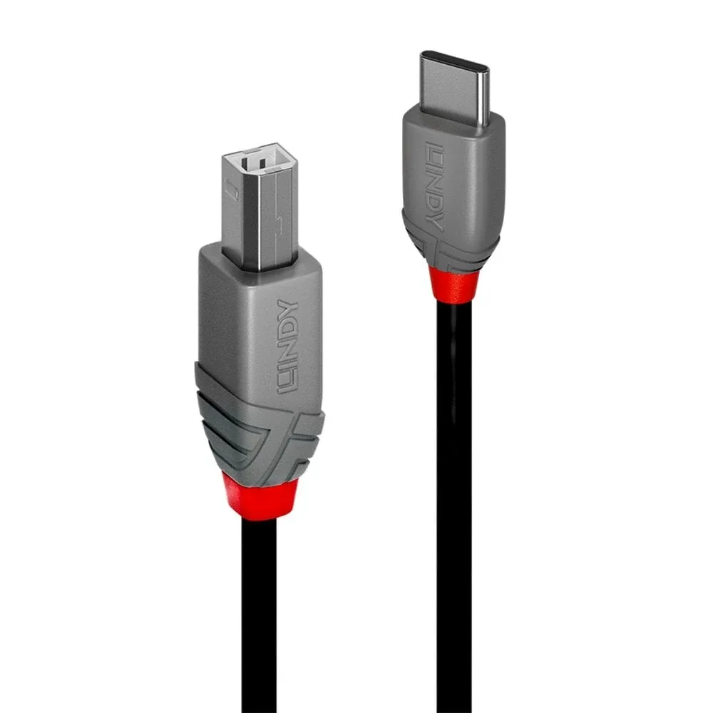 Lindy 36942 2M USB 2.0 Type C to B Cable Anthra Line