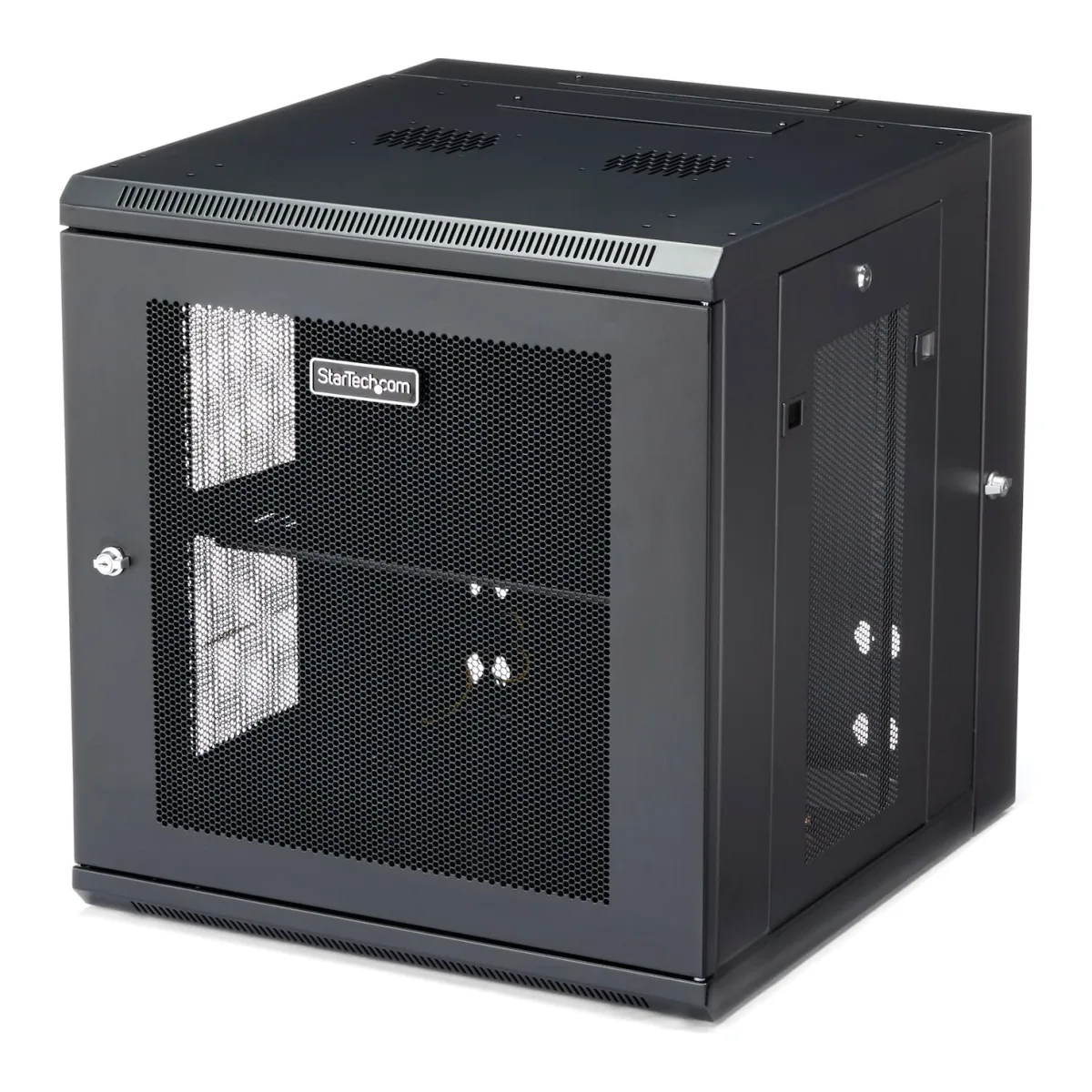 Startech 12U 19" Wall Mount Network Cabinet, 20" Deep 4 Post Hinged Locking IT Computer Equipment Enclosure with Shelf, Flexible Vented Switch Depth Data Rack Cisco 3850, 2960 Series - 12U Vented Cabinet (RK1224WALHM) - Rack enclosure cabinet - wall mountable - black - 12U