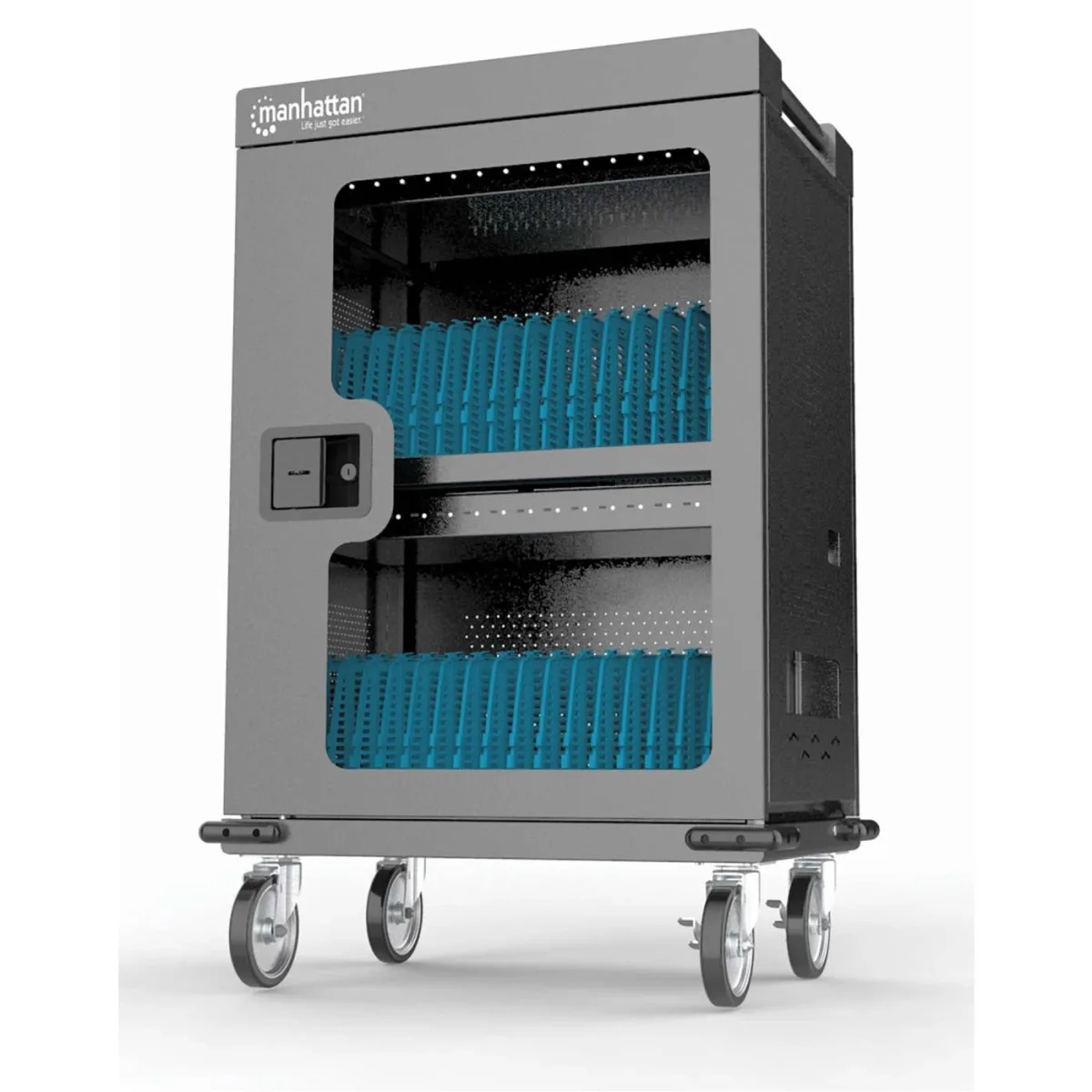 Manhattan 102353 Charging Cabinet X32 USB-C 18W- Trolley Chromebooks to 15.6 Inch