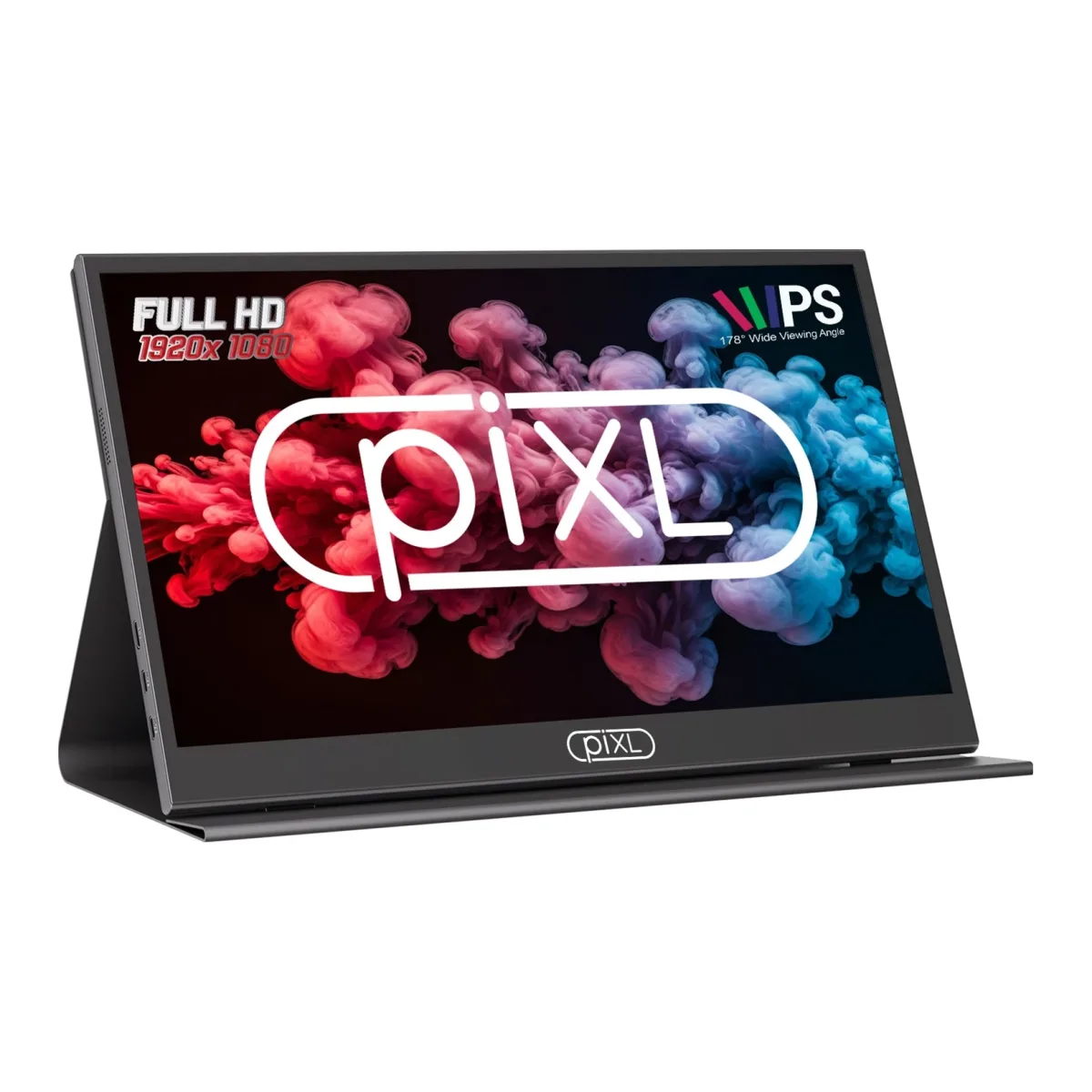 piXL PM156C 15.6 Inch 60Hz Full HD IPS Widescreen Portable Monitor with USB-C, Mini HDMI & Speakers with Foldable Case & Stand