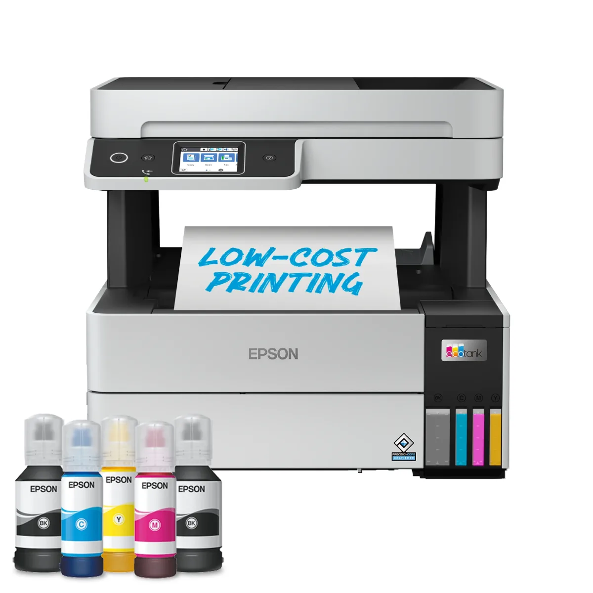 Epson EcoTank ET-5185 Colour Multifuncion Printer. Up to 13.8ipm. A4. Print/Copy/Scan. Print up to 13,300 pages in black and 5,200 pages in colour with the included inks.