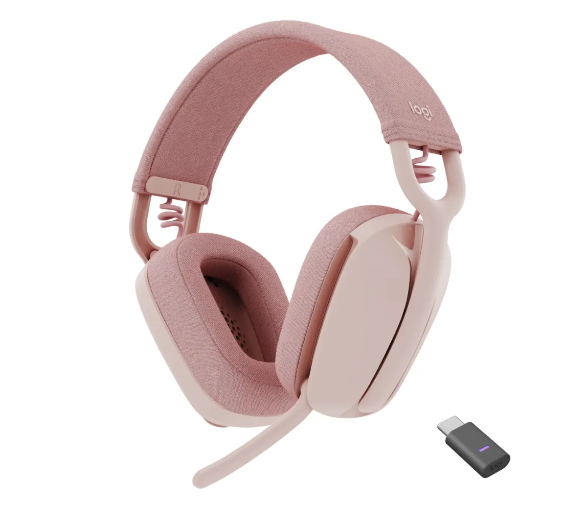 Logitech Zone Vibe Wireless - Headset - full size - Bluetooth - wireless - USB-C via Bluetooth adapter - rose - Certified for Microsoft Teams