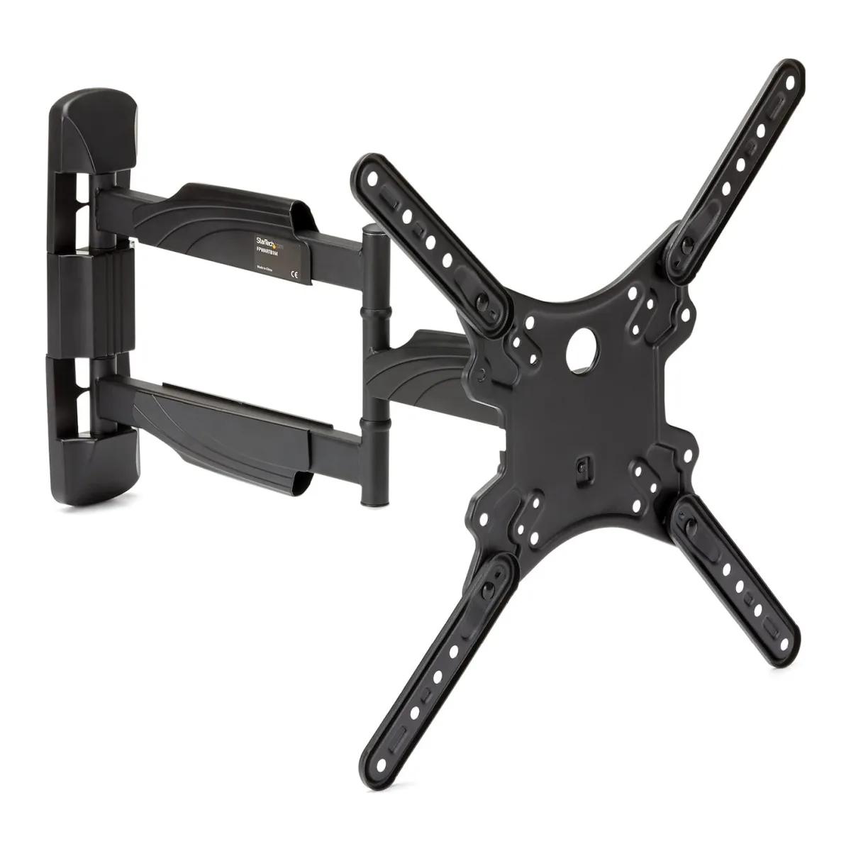 Startech Full Motion TV Wall Mount, 32-55 inch (77lb/35kg) VESA Displays, Low Profile Universal Flat Screen TV Wall Mount, Heavy Duty Adjustable Tilt/Swivel Articulating Arm Bracket - Cable Management - Mounting kit (articulating arm, wall mount, wrench) - for TV - plastic, steel - black - screen size: 32"-55" - wall-mountable - for P/N: HDMIPLATE